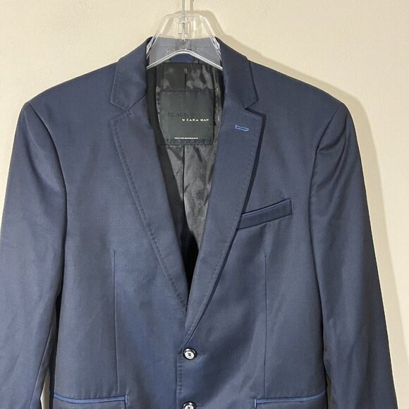 ZARA MAN Mens Blazer Jacket Navy Blue Sport Coat Casual Suit Jacket Size 38 - Picture 4 of 7